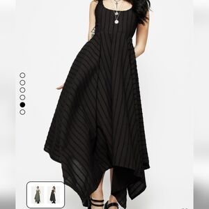 Disturbia Black Blythe Striped Handkerchief Hem Maxi Dress